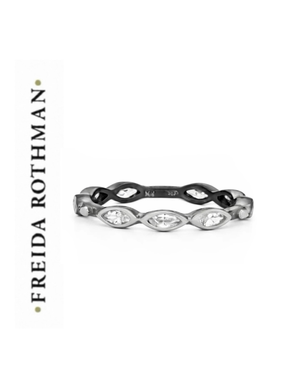 Freida Rothman TRIPLE MARQUISE RING in Silver Rhodium